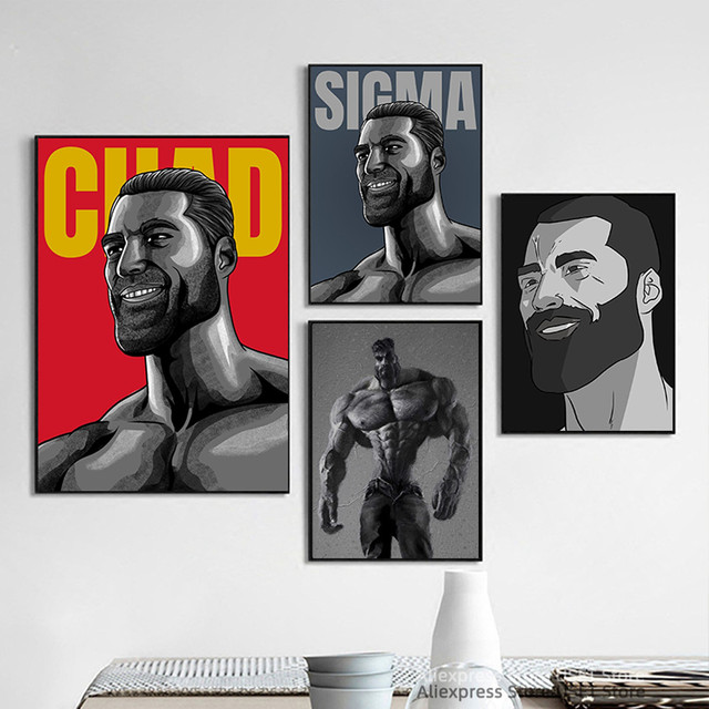 Giga Chad Meme , Fun Canvas Posters and Prints Canvases Painting